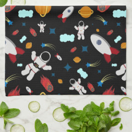 Pano De Prato Kid's Outer Space & Astronaut Pattern