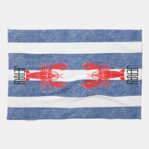 Lagosta Vermelha sobre Banhas Brancas Azuis