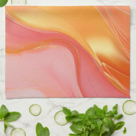 Pano De Prato Laranja Moderno Rosa e Dourado Luxo Abstrato-