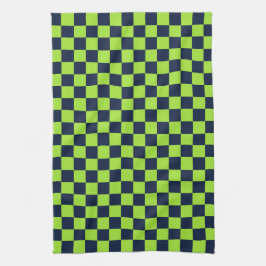 Pano De Prato Lime and navy checkerboard pattern
