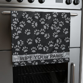 Pano De Prato Limpe suas patas Black Cat Paw Print Kitchen Toalh