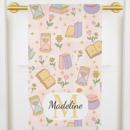 Pano De Prato Mágico Monograma Fofo Personalizado Rosa Pastel de
