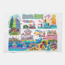 Pano De Prato Mapa Ilustrado de Santa Cruz Praia do Tabuleiro de