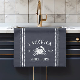 Pano De Prato Marinho Blue Rustic Crab Personalizado Shore House
