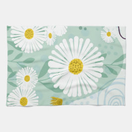 Pano De Prato Modern Abstract Botanical Seaside Daisy Tea Towel