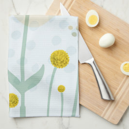 Pano De Prato Modern Abstract Botanical Yellow Billy Button 