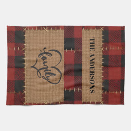 Pano De Prato Modern Christmas Family Name Red Buffalo Plaid