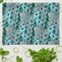 Mosaico de hexágonos ou cubos em tons cianos para 