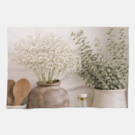 Pano De Prato Neutral Farmhouse Kitchen Towel Wildflower Floral