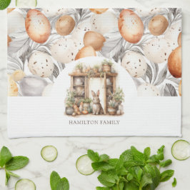 Pano De Prato Nome da Família Rustic Beige Páscoa Rabbit