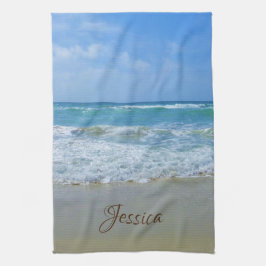 Pano De Prato Nome Personalizado de Praia e Mar