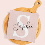 Pano De Prato Nome Personalizado Moderno Monograma Pastel Rosa<br><div class="desc">Nome Personalizado Moderno Monograma Pastel Rosa</div>