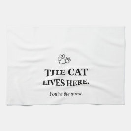 Pano De Prato O Gato Vive Aqui Você é o Convidado Cozinha de Gat