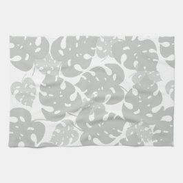 Pano De Prato padrão da folha da monstera da cinza