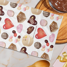 Pano De Prato Padrão de Coração de Chocolate Colorido Chic Fofo