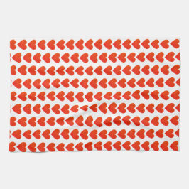 Pano De Prato Padrão de Coração Vermelho