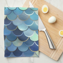 Padrão de Escama de Peixe Fundo Céu Azul Dourado