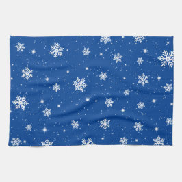Pano De Prato Padrão de Neve das Estrelas de Natal Azuis