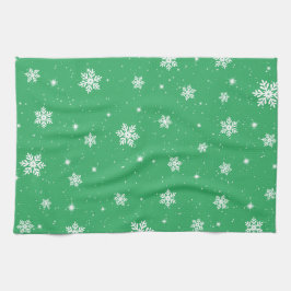 Pano De Prato Padrão de Neves das Estrelas de Natal Verdes