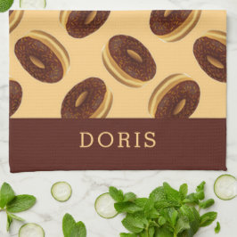 Pano De Prato Padrão de rosquinhas castanho-chocolate