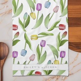 Pano De Prato Padrão Floral de Tulipa Colorido Moderno Personali