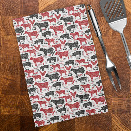 Pano De Prato Padrão Fresco de Fazenda do Botão do CHURRASCO Ret