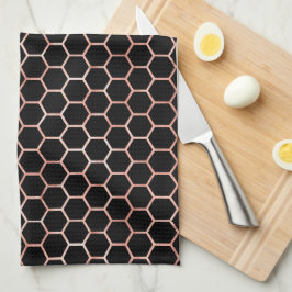 Pano De Prato Padrão moderno Elegante preto e Dourado de mel de 