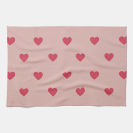 Pano De Prato Padrão Y2K Retro Coração Cor-de-Rosa com Fundo Ros