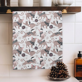 Pano De Prato Padrões de Natal para Gato Festivo Bonito