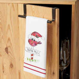 Pano De Prato Pássaro de Natal Vermelho Whimsic