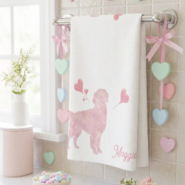 Pano De Prato Pastel Golden Retriever Valentine Custom Name
