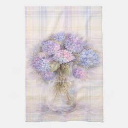 Pano De Prato Pastel Lilac Hydrangea Kitchen Tea Towel