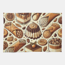 Pastries & Dessert Impressão Tea Towel