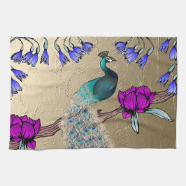 Pano De Prato Pavão Dourado