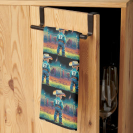 Pano De Prato Pequeno Vaqueiro em Rodeo Fence American Flag Hors