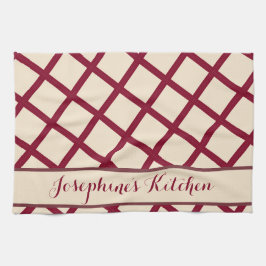 Pano De Prato Personalized Burgundy Cream Lattice Elegant Chic