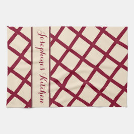 Pano De Prato Personalized Burgundy Cream Lattice Elegant Chic