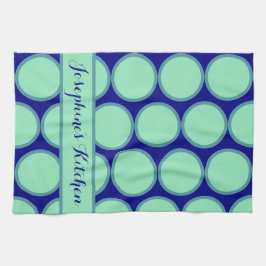Pano De Prato Personalized Navy Mint Polka Dot Pattern Modern
