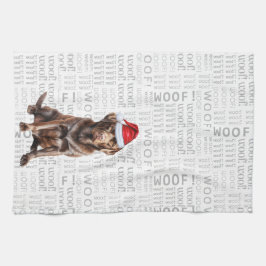 Pano De Prato Pet Lover Chocolate Feriado Labrador Natal