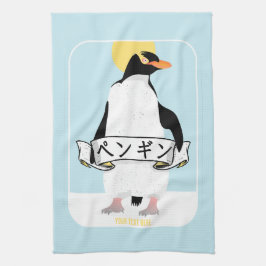 Pano De Prato Pinguim escrevendo japonês que lê pinguim