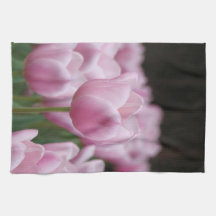Pink tulip tea towel