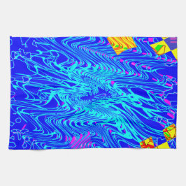 Pano De Prato Pintura de Abstrato Azul Moderno