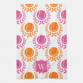 Pano De Prato Preppy Tennis Laurel Wreath - Orange & Hot Pink