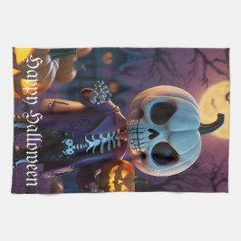 Pano De Prato Pumpkin Patch Skeleton Companion