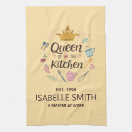 Pano De Prato Queen of the Kitchen Custom Name Design