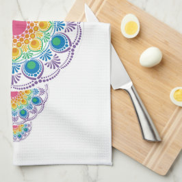 Pano De Prato Rainbow Floral Fountain Dot Ornamental Mandala