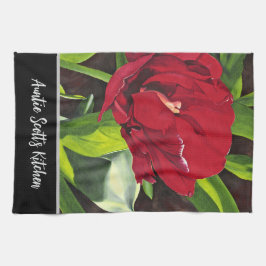 Pano De Prato Red Peony Floral