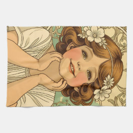 Pano De Prato retro vintage child with flowers