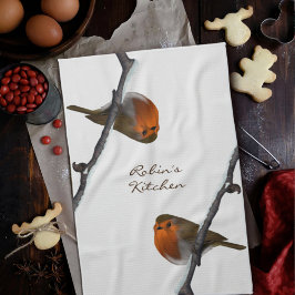 Pano De Prato Robin Bird em Branch Personalised Kitchen Towel