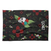 Rosas do crânio Zia Sun Greenery Black Novo México